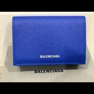 Balenciaga Ville Mini Waller (Tri-Fold) - Blue
